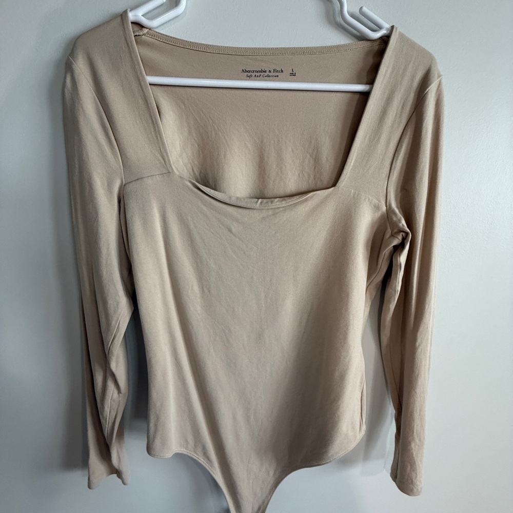 Abercrombie Neutral Beige Long Sleeve Bodysuit